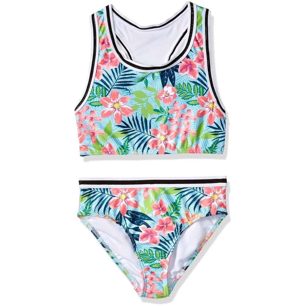 Jantzen Girls Tropicana Vibrant Tankini Tropical FOILIAGE Print Size 16